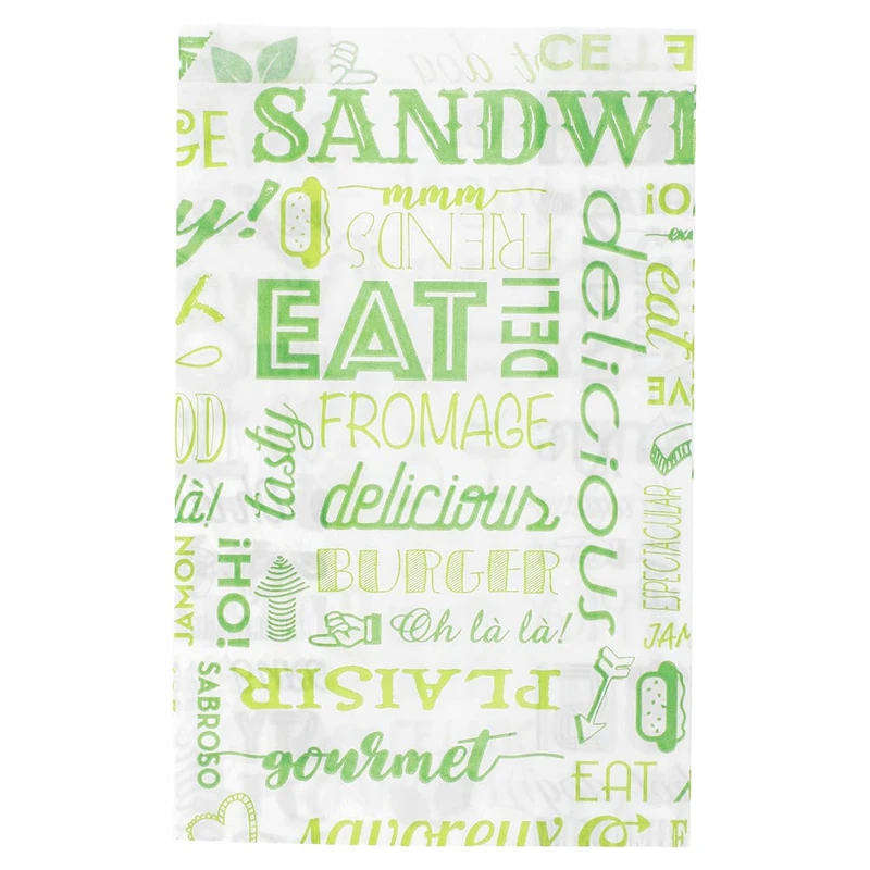 Hamburger Bags "Parole" 34 Gsm 12+7X18 Cm Green Greaseproof Parch. - 6000 Units