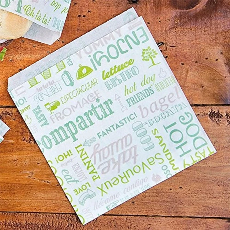 2 Sides Open Bags "Parole" - Kebab & Burg. 34 Gsm 16X16,5 Cm White Greaseproof Parch. - 5000 Units