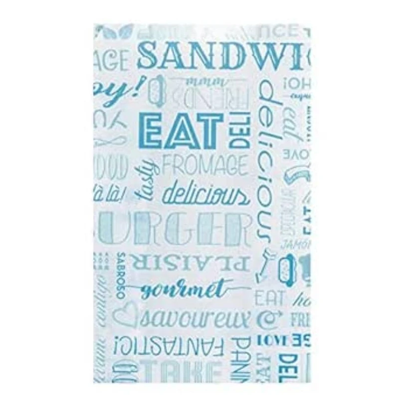 Hamburger Bags "Parole" 34 Gsm 12+7X18 Cm Blue Greaseproof Parch. - 6000 Units