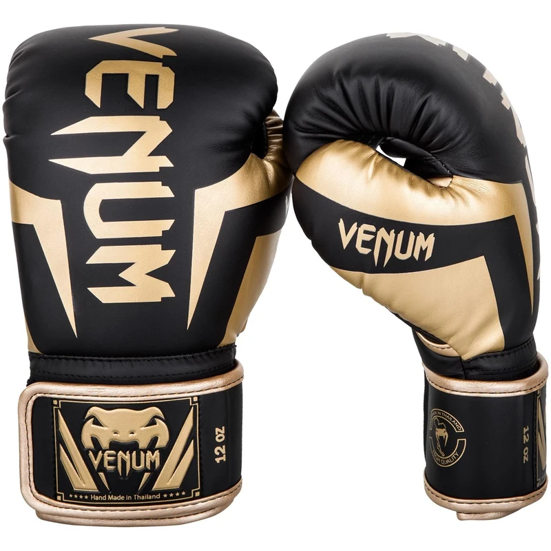 Venum Elite Adults Boxing Gloves, Black (Black/Gold), 14 Oz