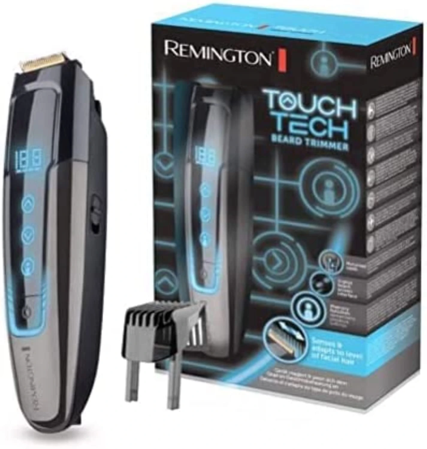 Remington Touch Tech MB4700 Men's Beard Trimmer (Digital Touchscreen Surface, 0.4-18 mm Length Adjustment, Mains/Lithium Ion Battery Operated, Micro USB Charging Function Including Cable)