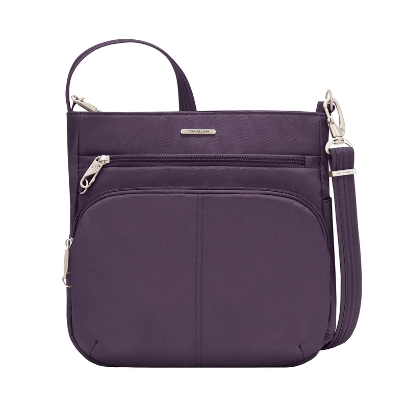 Travelon Anti-theft Classic N/S Cross Body Bag, Purple,12.5 x 12 x 4