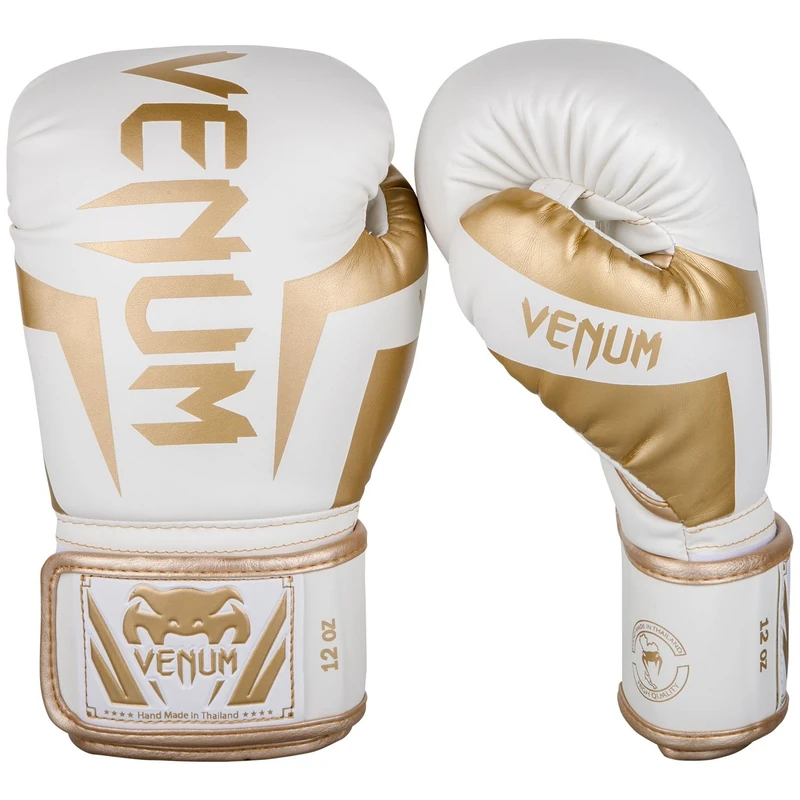 Venum, Elite Boxing Gloves, Unisex Adult, 8 Oz, White/Gold