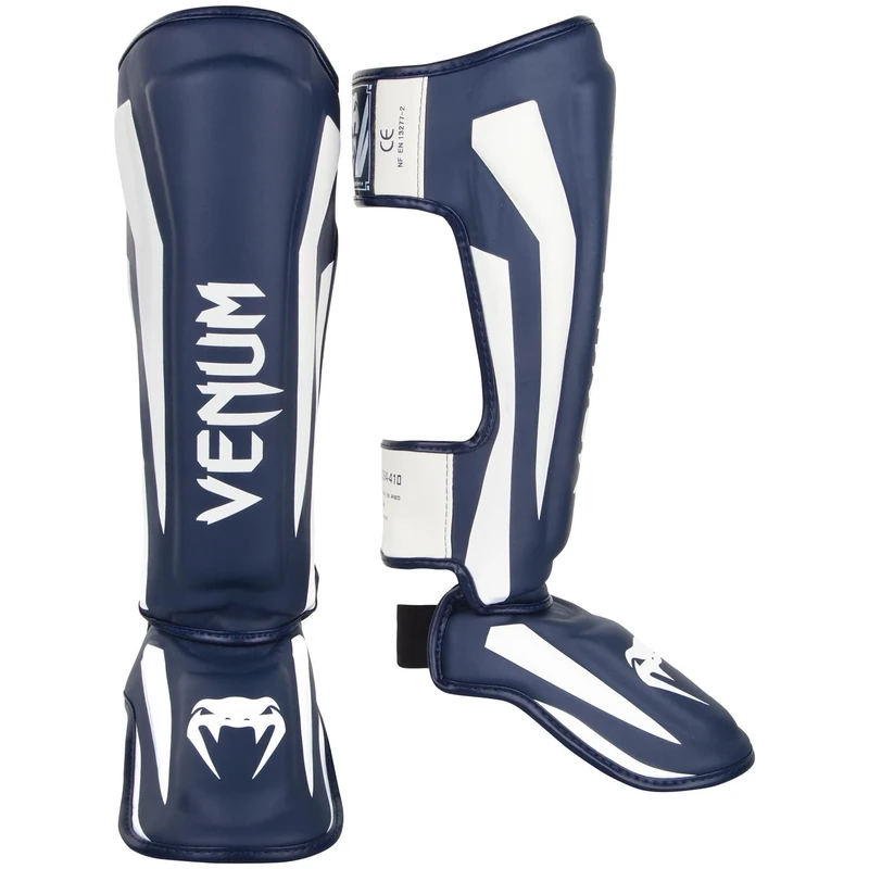 Venum, Elite Standup Shin Guards, Men's, M, White/Navy Blue
