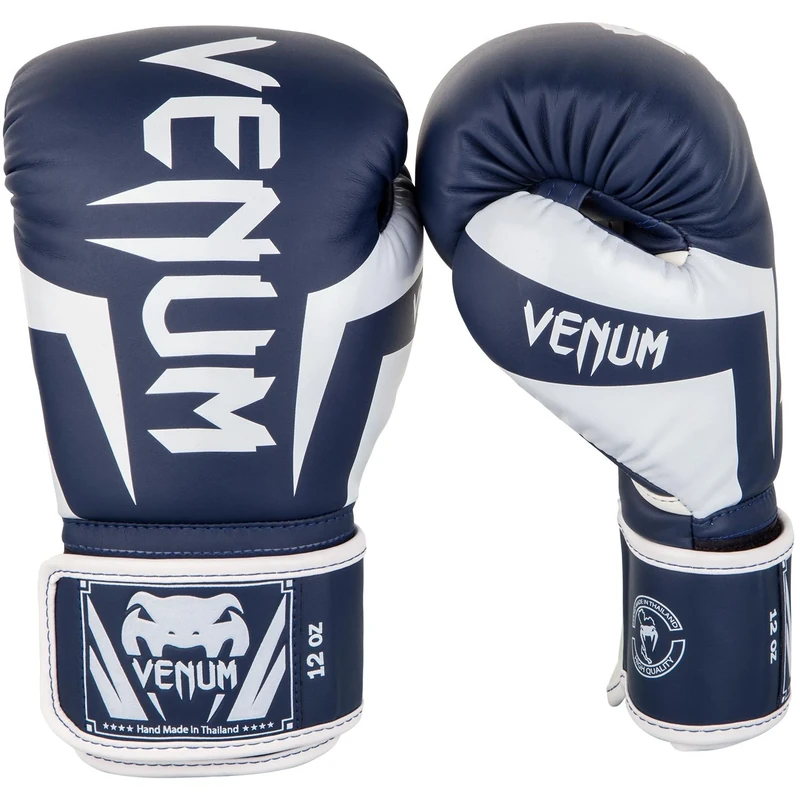 Venum, Elite Boxing Gloves, Unisex Adult, 14 Oz, White/Navy Blue
