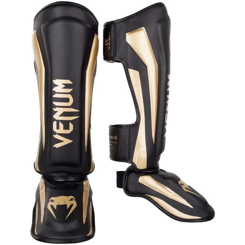 Venum, Elite Standup Shin Guards, Men's, M, Black/Gold