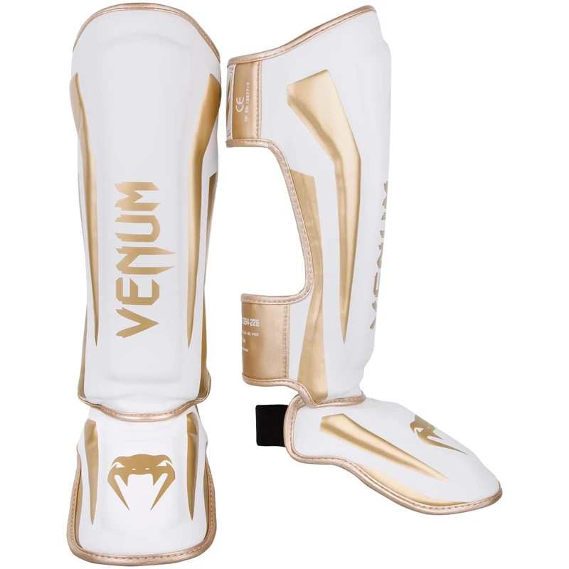 Venum, Elite Standup Shin Guards, Men's, M, White/Gold