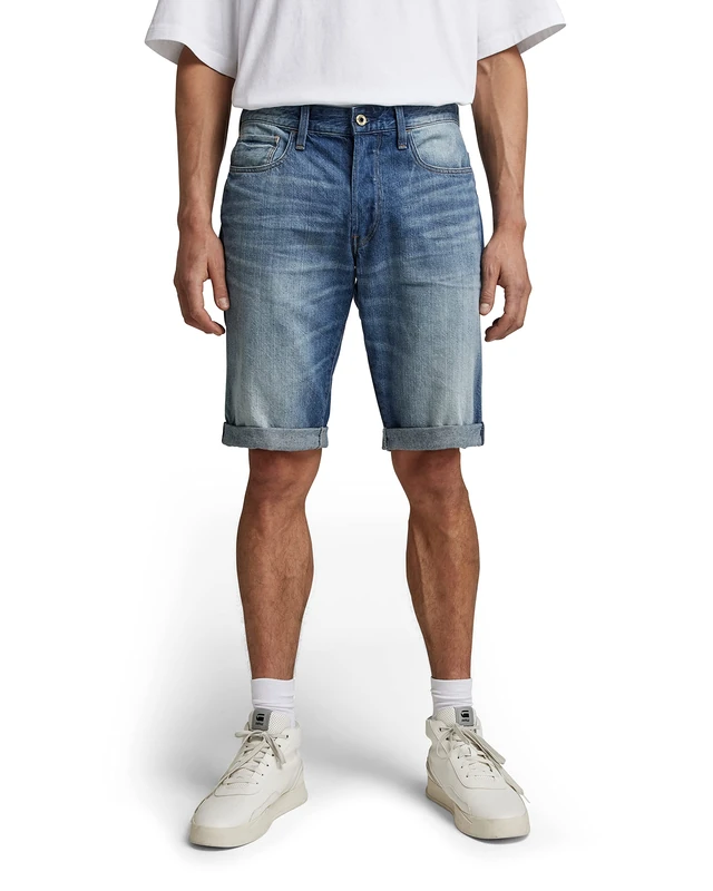 G-Star Men's 3301 Denim Shorts, Blue (medium aged D07432-8973-071), 28