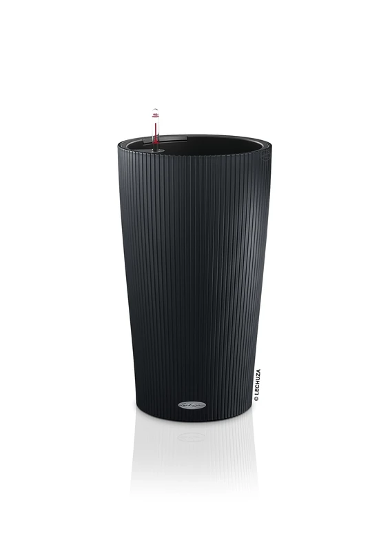 Lechuza CILINDRO Color 23 Self Watering Planter Garden Plastic Indoor and Outdoor Flower Plant Pot with Drainage Hole D23 H41 cm Slate