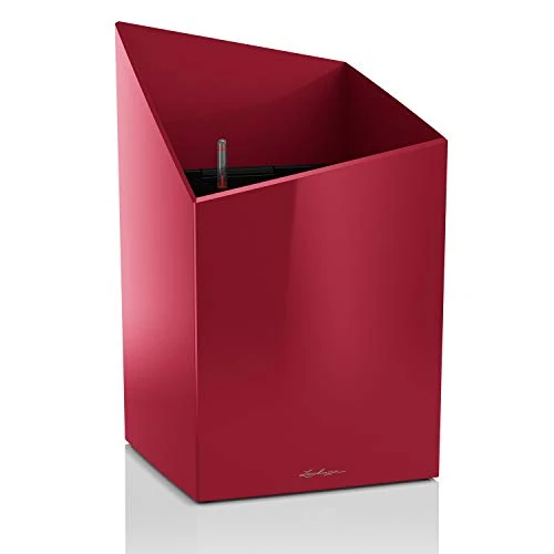 LECHUZA CURSIVO Premium 30 Self Watering Planter Garden Flower Plant Pot Indoor/Outdoor Floor Planter with Drainage Hole and Plant Substrate Poly Resin H49 L30 W30 cm Scarlet Red High-Gloss - Image 1