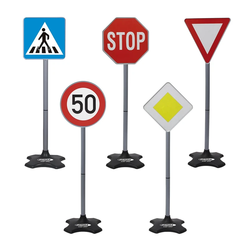 Jamara, traffic set, Grand A with 5 different traffic signs, easy assembly by attachable elements, robust, lightweight plastic, 460257