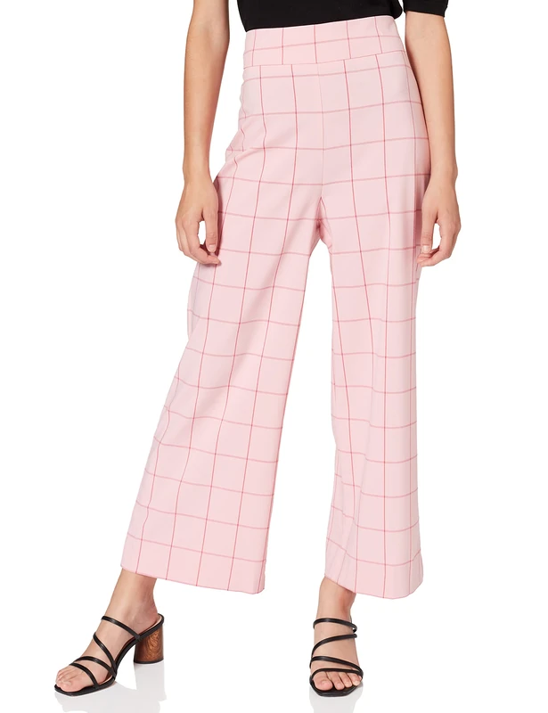 Just Female Women's Valeria Trousers, Pink (Rose Check), W29/L26 (Size: S) - Image 1