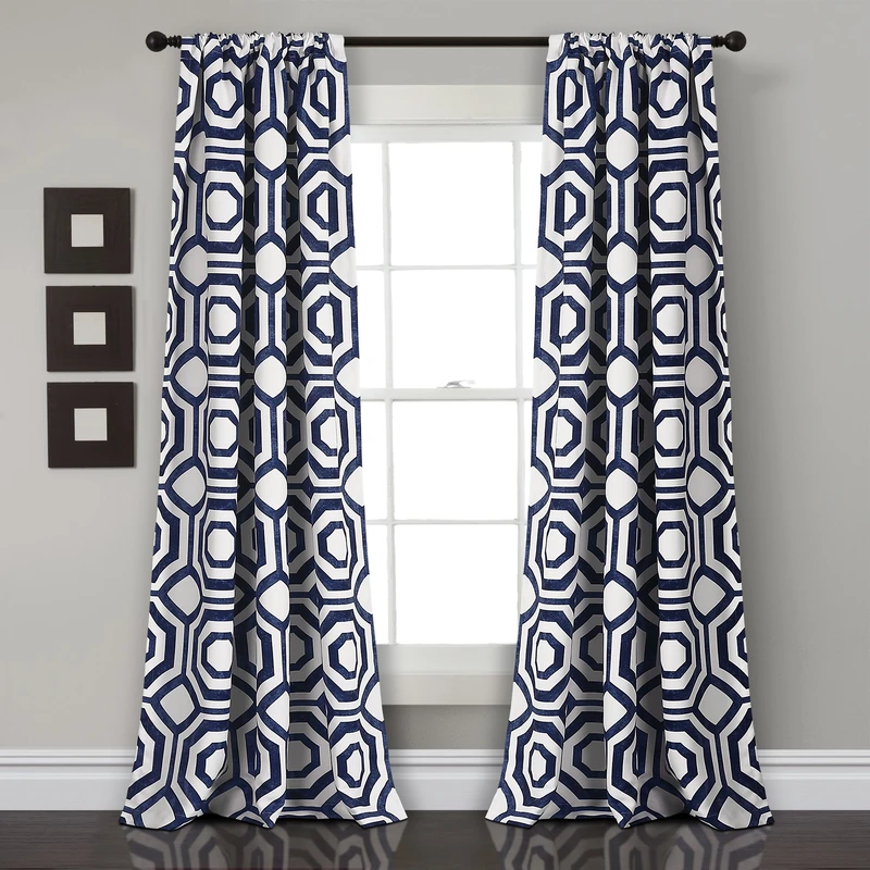 Lush Decor Window Curtain Panel Pair, Navy, 0