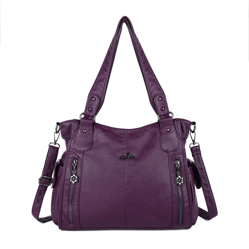 Handbags for Womens Top-Handle Hobo Purse Roomy Casual Shoulder Bagn PU Tote Satchel Purse for Womens purple Size: Large
