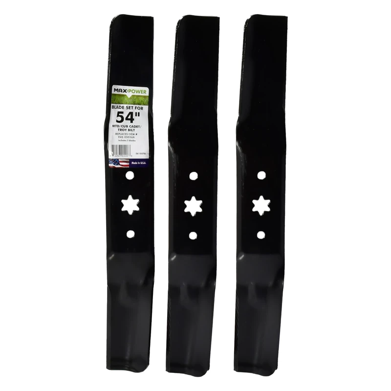 Maxpower 561557B 3 Blade Set for Many, Craftsman Mowers for 54" Cut MTD/Cub Cadet/Troy-Bilt Replaces 742-05056, 942-05056, 742-05056A, 942-05056A, CMXGZAM110143