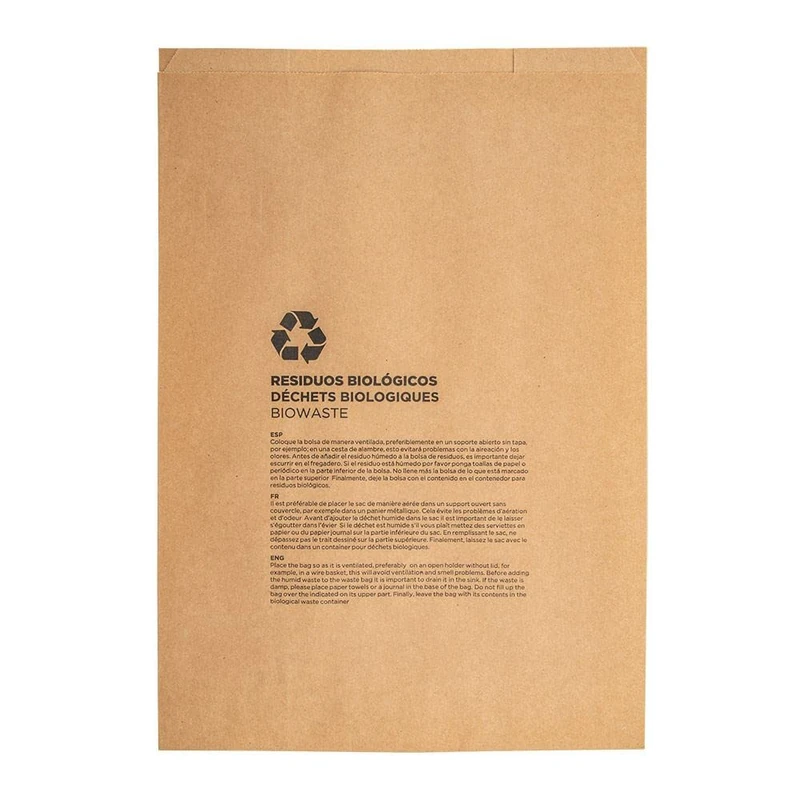 García-Pou 219.49 8 Litre Compostable Bin Bags, 70 g/m2, 26 + 14 x 35 cm, Pack of 500, Natural