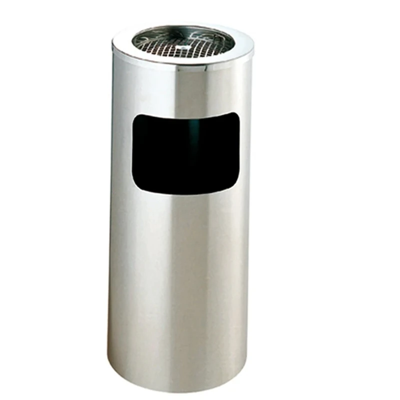 Garcia of Pou 128.08 Bin with Ashtray Cylindrical, Stainless Steel, Diameter 25 x 60.5 cm, Pack of 1, Silver