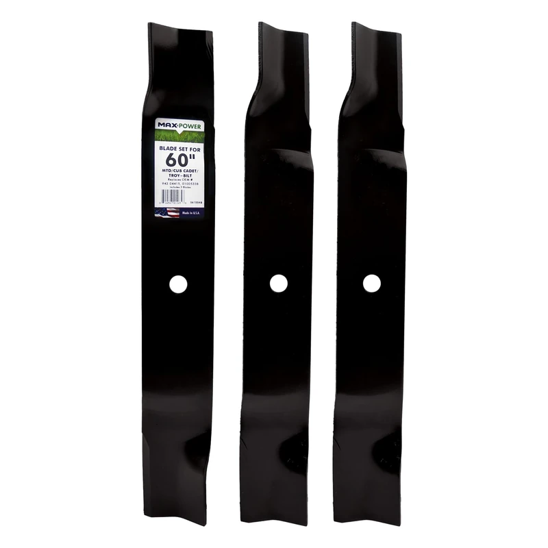 MAXPOWER 561554B 3 Blade Set for a 60" Cut MTD, cub Cadet, Troy-Bilt Replaces OEM # 02005019, 1005338, 94204415, black