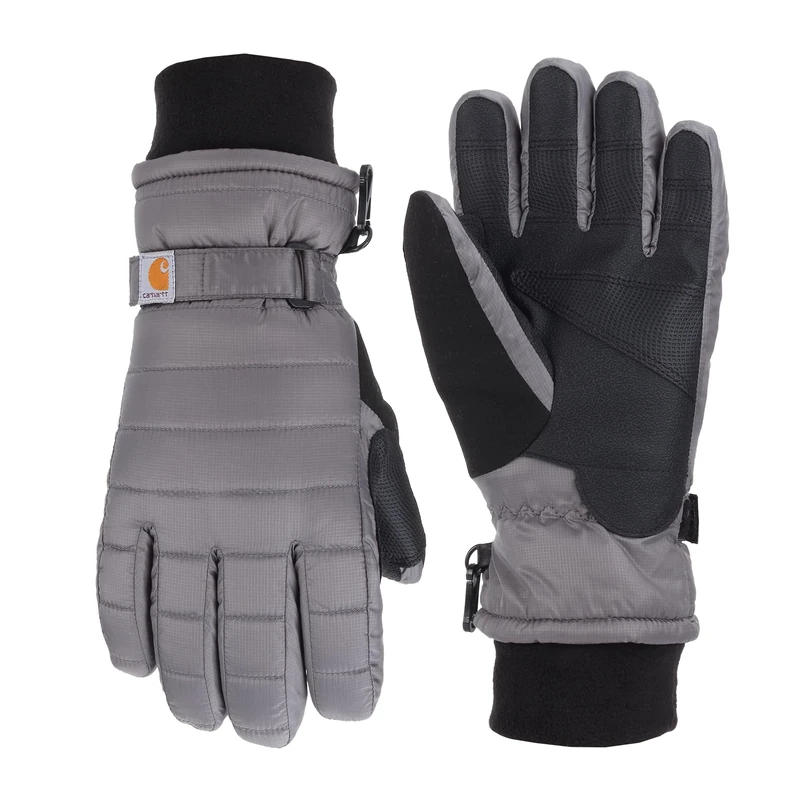 Carhartt Women's Quilts Insulated Glove with Waterproof Wicking Insert Cold Weather, Charcoal, S