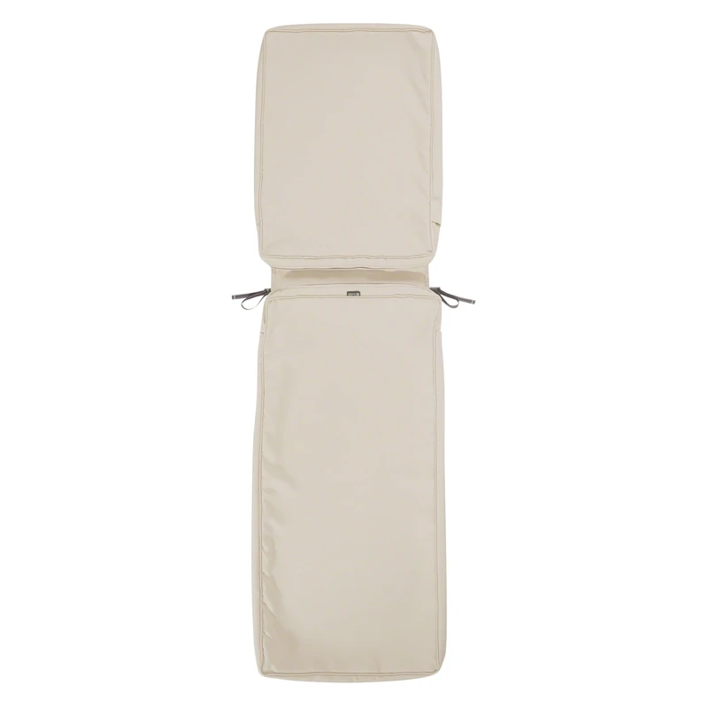 Classic Accessories Montlake Water-Resistant 80 x 26 x 3 Inch Outdoor Chaise Lounge Cushion Slip Cover, Patio Furniture Cushion Cover, Antique Beige