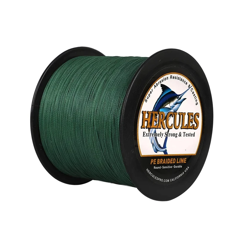 Hercules Braided Fishing Line 2000m 2187yds 6lbs-100lbs Pe Superline 4 Strands (Green 70lb/31.8kg 0.44mm)