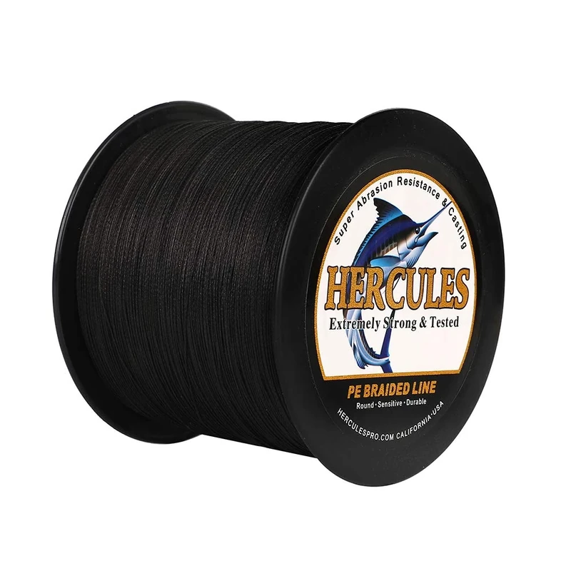 Hercules Braided Fishing Line 2000m 2187yds 6lbs-100lbs Pe Superline 4 Strands (Black 70lb/31.8kg 0.44mm)