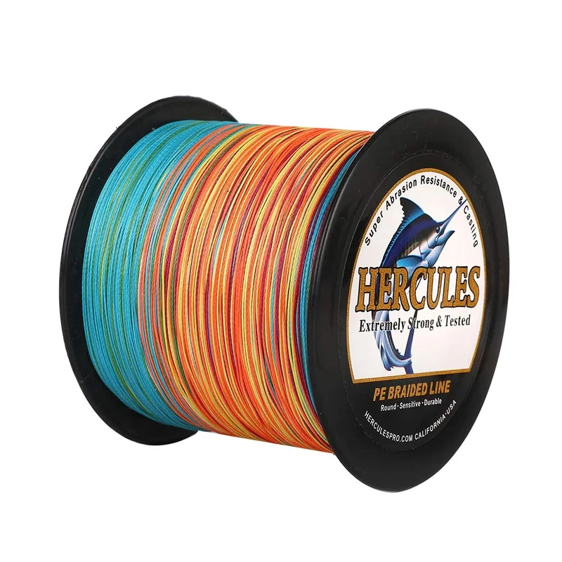 Hercules Braided Fishing Line 2000m 2187yds 6lbs-100lbs Pe Superline 4 Strands (Multicolor 80lb/36.3kg 0.48mm)