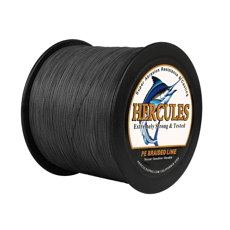 Hercules Braided Fishing Line 2000m 2187yds 6lbs-100lbs Pe Superline 4 Strands (Grey 70lb/31.8kg 0.44mm)