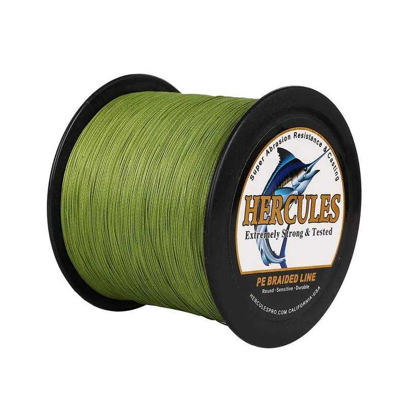 Hercules Braided Fishing Line 2000m 2187yds 6lbs-100lbs Pe Superline 4 Strands (Army Green 70lb/31.8kg 0.44mm)