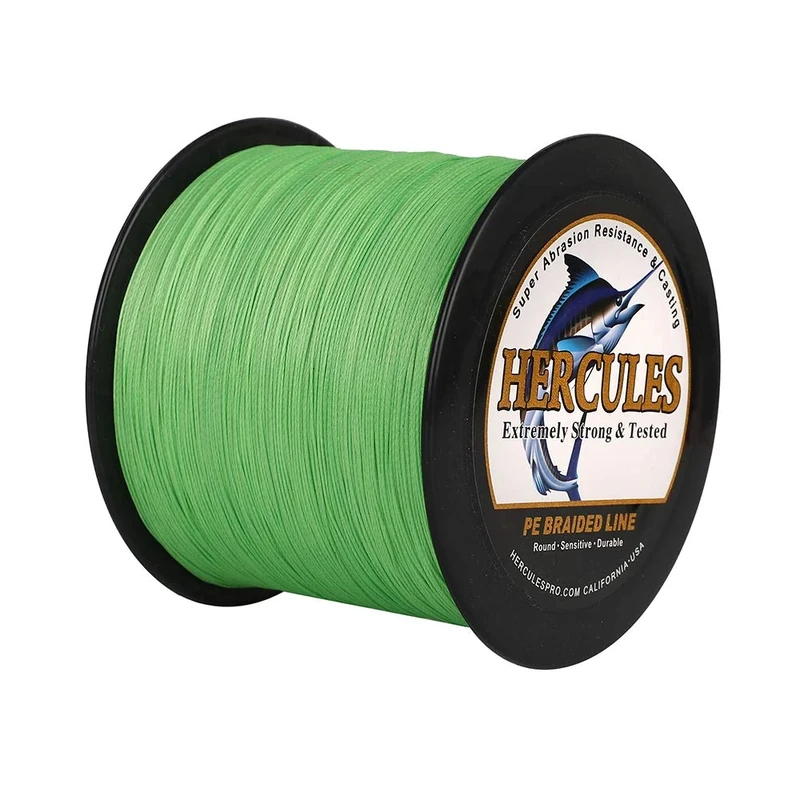 Hercules Braided Fishing Line 2000m 2187yds 6lbs-100lbs Pe Superline 4 Strands (Fluorescent Green 70lb/31.8kg 0.44mm)