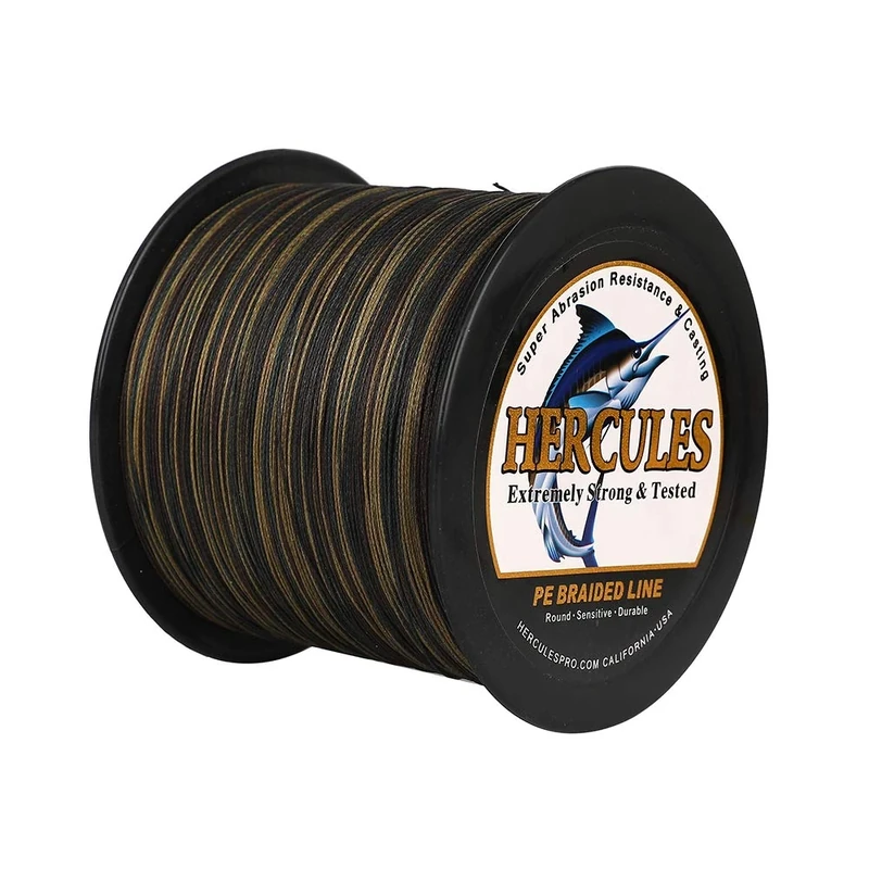 Hercules Braided Fishing Line 2000m 2187yds 6lbs-100lbs Pe Superline 4 Strands (Camouflage 70lb/31.8kg 0.44mm)