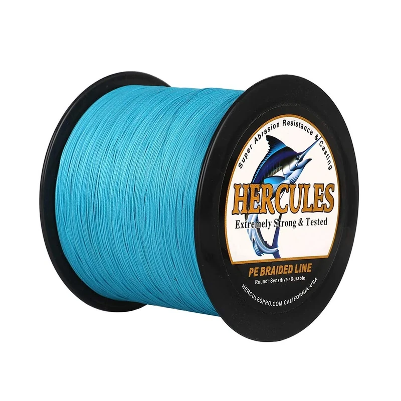 Hercules Braided Fishing Line 2000m 2187yds 6lbs-100lbs Pe Superline 4 Strands (Blue 70lb/31.8kg 0.44mm)