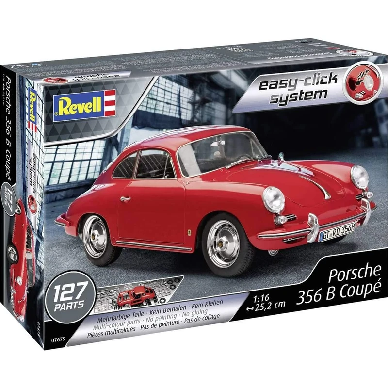 Revell Easy-Click 07679 Porsche 356 B Coupé 1:16 Scale Unbuilt/Pre-coloured/Click-Together (Non-Glue) Plastic Model Kit