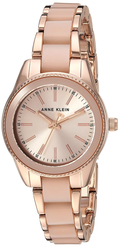Anne Klein Women's Analog Japanese Quartz Watch with Resin Strap AK/3212LPRG, Pink/Rose Gold