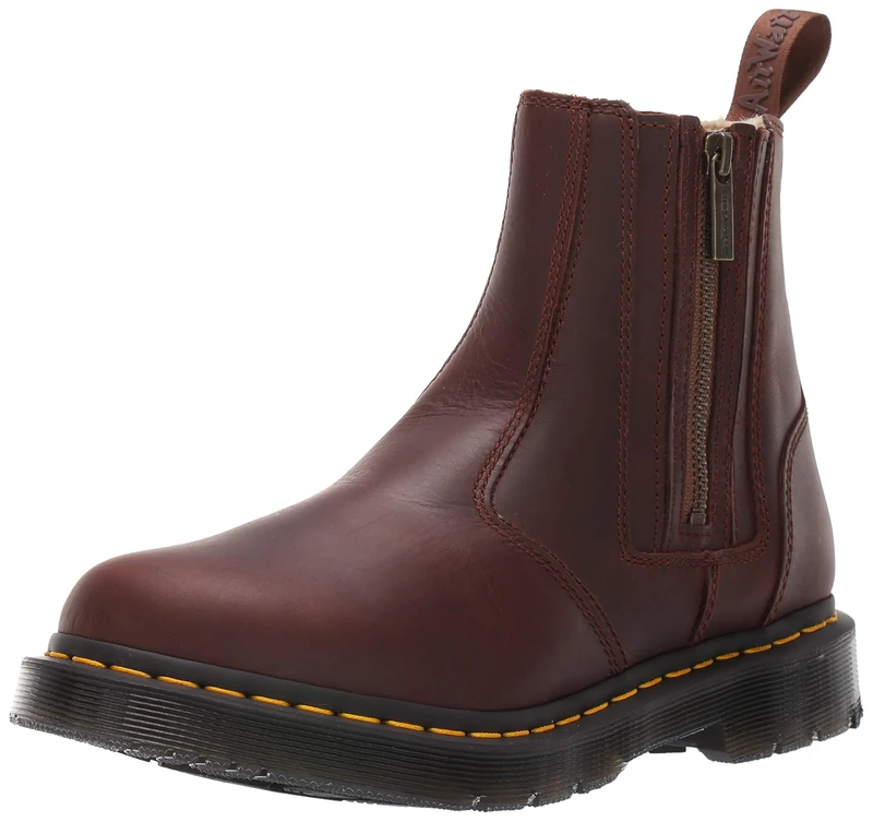 DR. MARTENS Men's 2976 Alyson W/Zips Combat Boot, Dark Brown Snowplow Wp Dark Brown Waxy Suede Wp, 7 UK