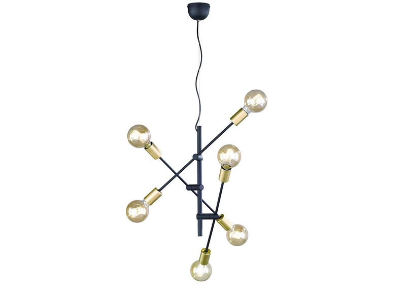 Trio Leuchten 306700632 Cross A++ to E Pendant Light, Metal, E27, Matte Black, 54.5 x 54.5 x 150 cm