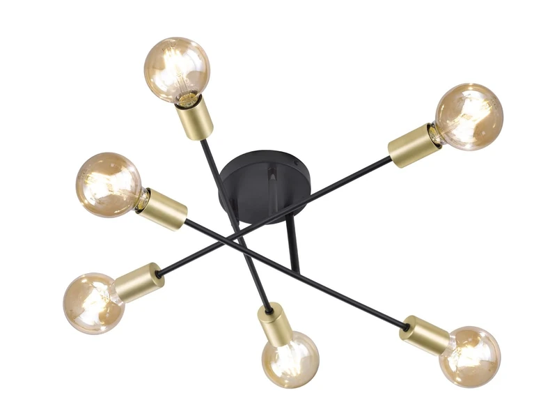 Trio Leuchten 606700632 Cross A++ to E Ceiling Light, Metal, E27, Matte Black, 56.6 x 56.6 x 19.11 cm