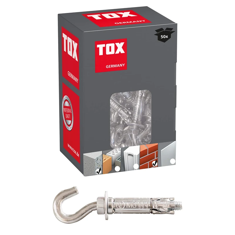 TOX Pirat H-TFS-L9 with 03710301 Expansion Anchor Hook Sven M6x40 – Box of 50