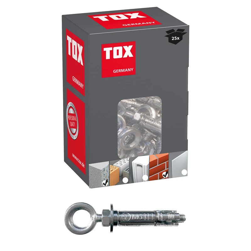 TOX 03710204 Pirate Sven-O M10x60 Pack of 25, Gray, 10x60 mm