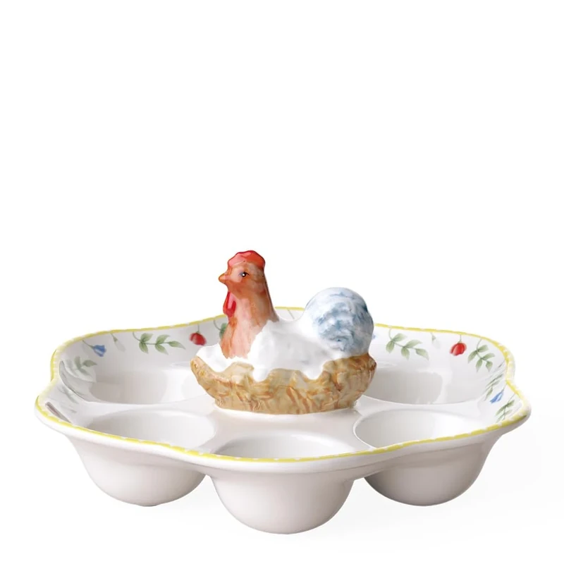 Villeroy & Boch – Spring Awakening Egg Plate Rooster & Hen 20 cm, Microwave Safe, Easter Decorations Home, Easter Gifts for Adults, Premium Porcelain