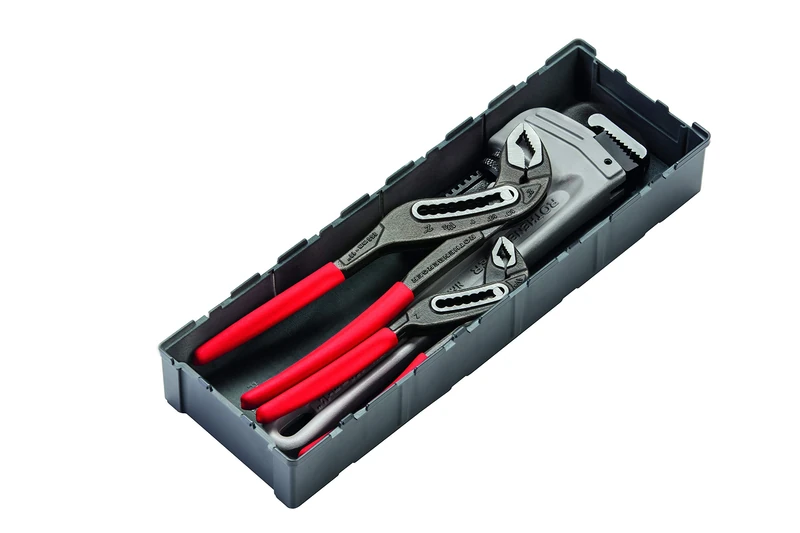 Rothenberger 1000002189 Pliers Set of 3 with Aluminium | Tool Box with Self-Clamping Water Pump Pliers | Reusable ROBOX | for a Wide Range of Pipe Types up to Ø 2 Inches, Grey