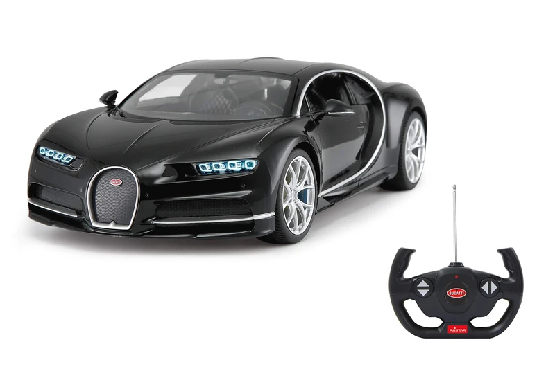 Jamara 405134 – Bugatti Chiron 1: 14 black 27 Mhz – RC Car, Officially Licensed, Up to 1Hr Drive Time, Approx. 9 Kph, True to The Original, Detailed Interior, High End Finish, LED Light