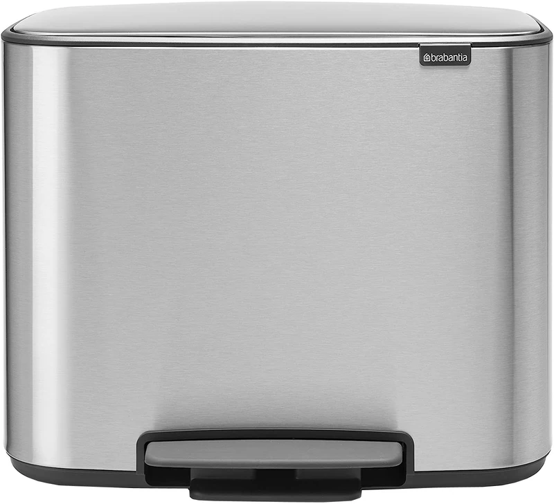 Brabantia Bo Pedal Bin, Steel, Matt Steel Fingerprint Proof, 11 + 23 L