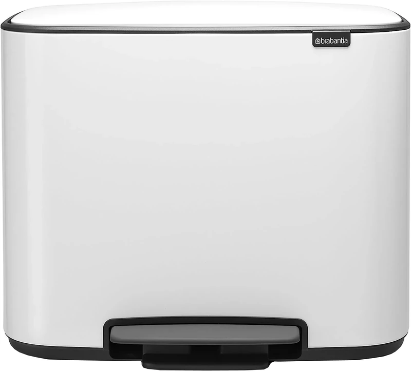 Brabantia Bo Pedal Bin, Steel, White, 3 x 11 L