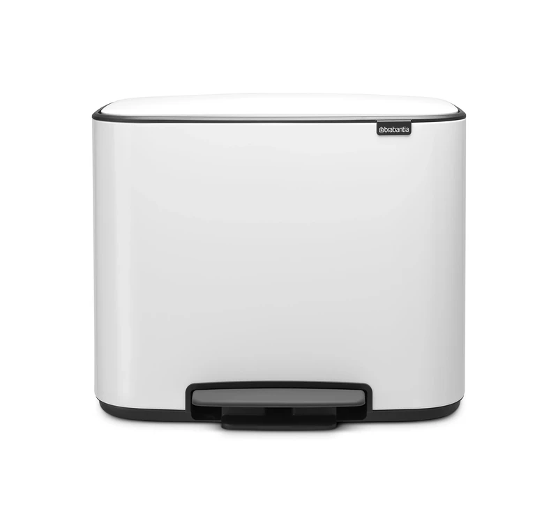 Brabantia Bo Pedal Bin - 36L Inner Bucket (White) Waste Kitchen Bin - Soft Closing Lid