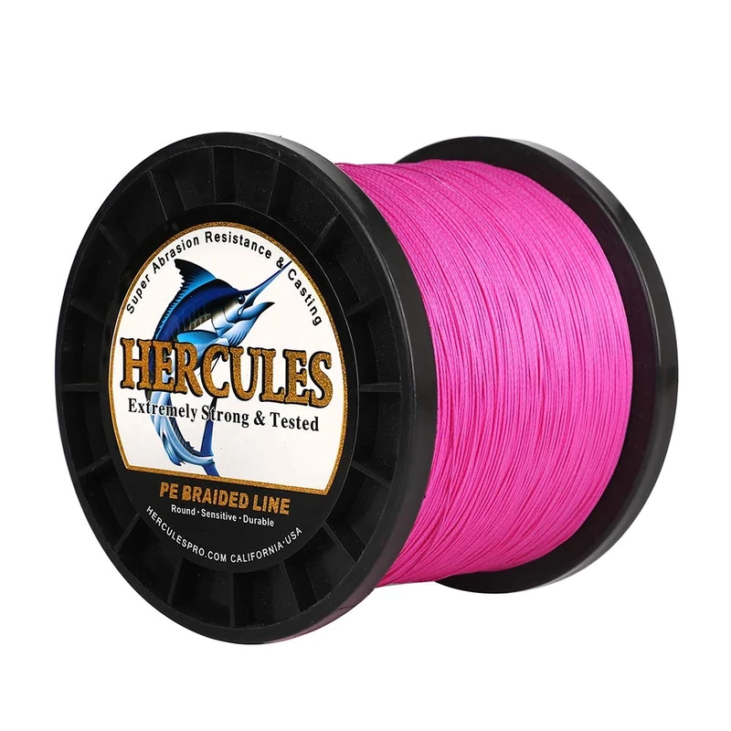 Hercules Super Cast 500M 547 Yards Braided Fishing Line 300 LB Test for Saltwater Freshwater PE Braid Fish Lines Superline 8 Strands - Pink, 300LB (136.1KG), 1.20MM
