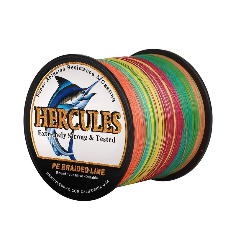 Hercules Super Cast 1000M 1094 Yards Braided Fishing Line 15 LB Test for Saltwater Freshwater PE Braid Fish Lines Superline 8 Strands - Multicolor, 15LB (6.8KG), 0.16MM