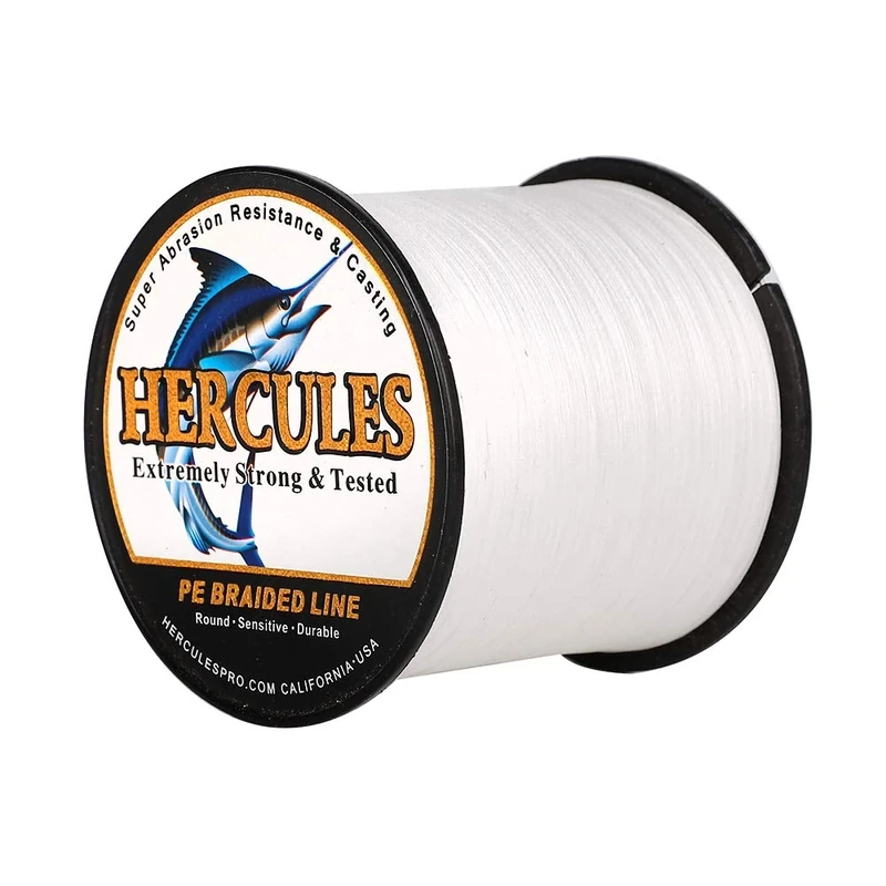 Hercules Super Cast 1000M 1094 Yards Braided Fishing Line 15 LB Test for Saltwater Freshwater PE Braid Fish Lines Superline 8 Strands - White, 15LB (6.8KG), 0.16MM