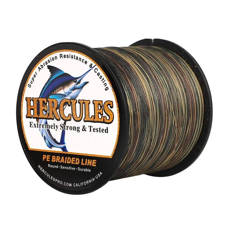Hercules Super Cast 1000M 1094 Yards Braided Fishing Line 15 LB Test for Saltwater Freshwater PE Braid Fish Lines Superline 8 Strands - Camo, 15LB (6.8KG), 0.16MM