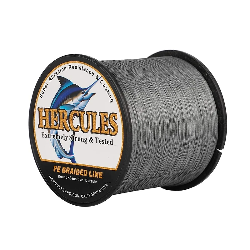 Hercules Super Cast 1000M 1094 Yards Braided Fishing Line 15 LB Test for Saltwater Freshwater PE Braid Fish Lines Superline 8 Strands - Grey, 15LB (6.8KG), 0.16MM